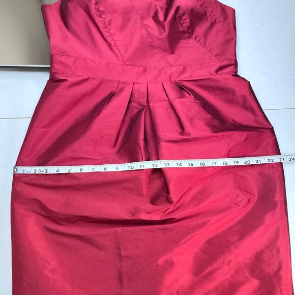 Adrianna Papell Rosette Pleated Red Cocktail Dress Women's 14 Party Holiday Glam - Picture 10 of 13